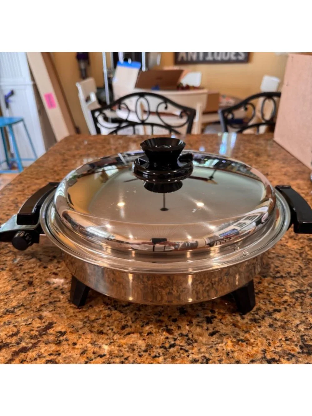 Liquid Core Stainless Steel Electric Skillet W/T Lid & Heat Control Unit Vintage